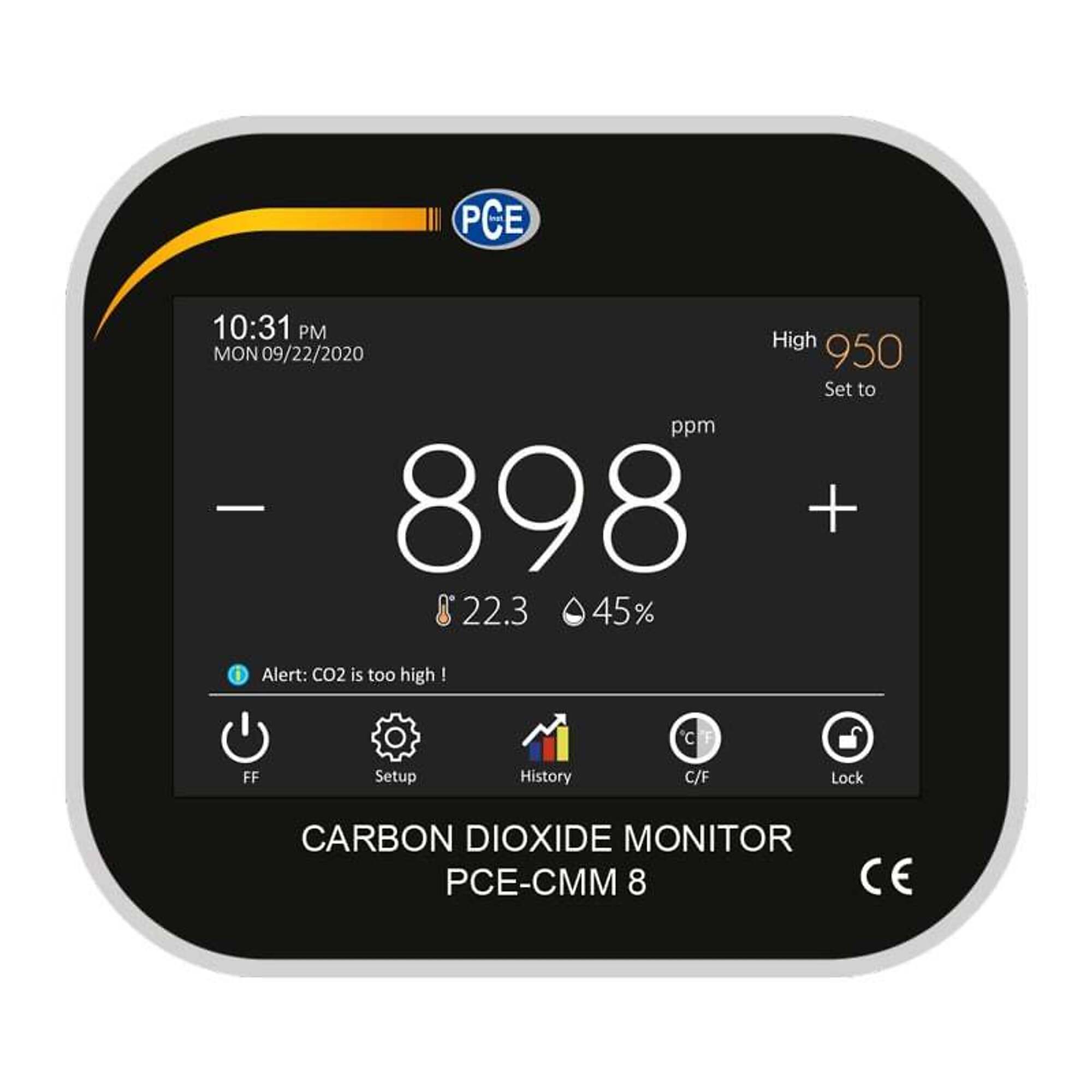 PCE Instruments Air Quality Station — Measures CO2, Humidity, Temperature, Model# PCE-CMM 8
